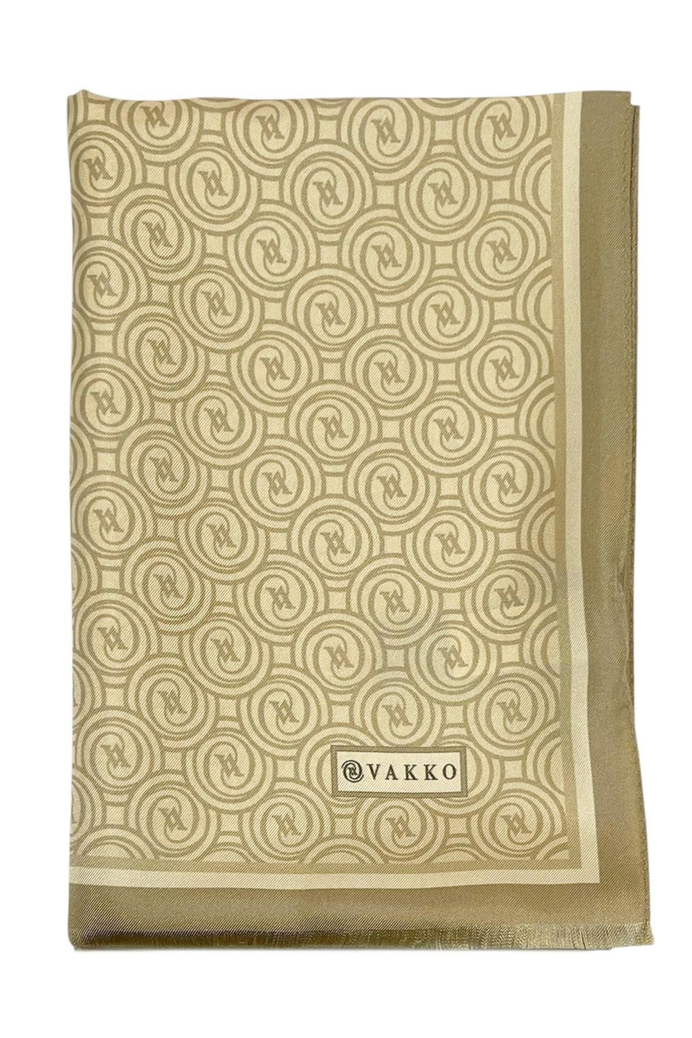 Vakko Twill İpek Şal - Yeni Monogram - Gold