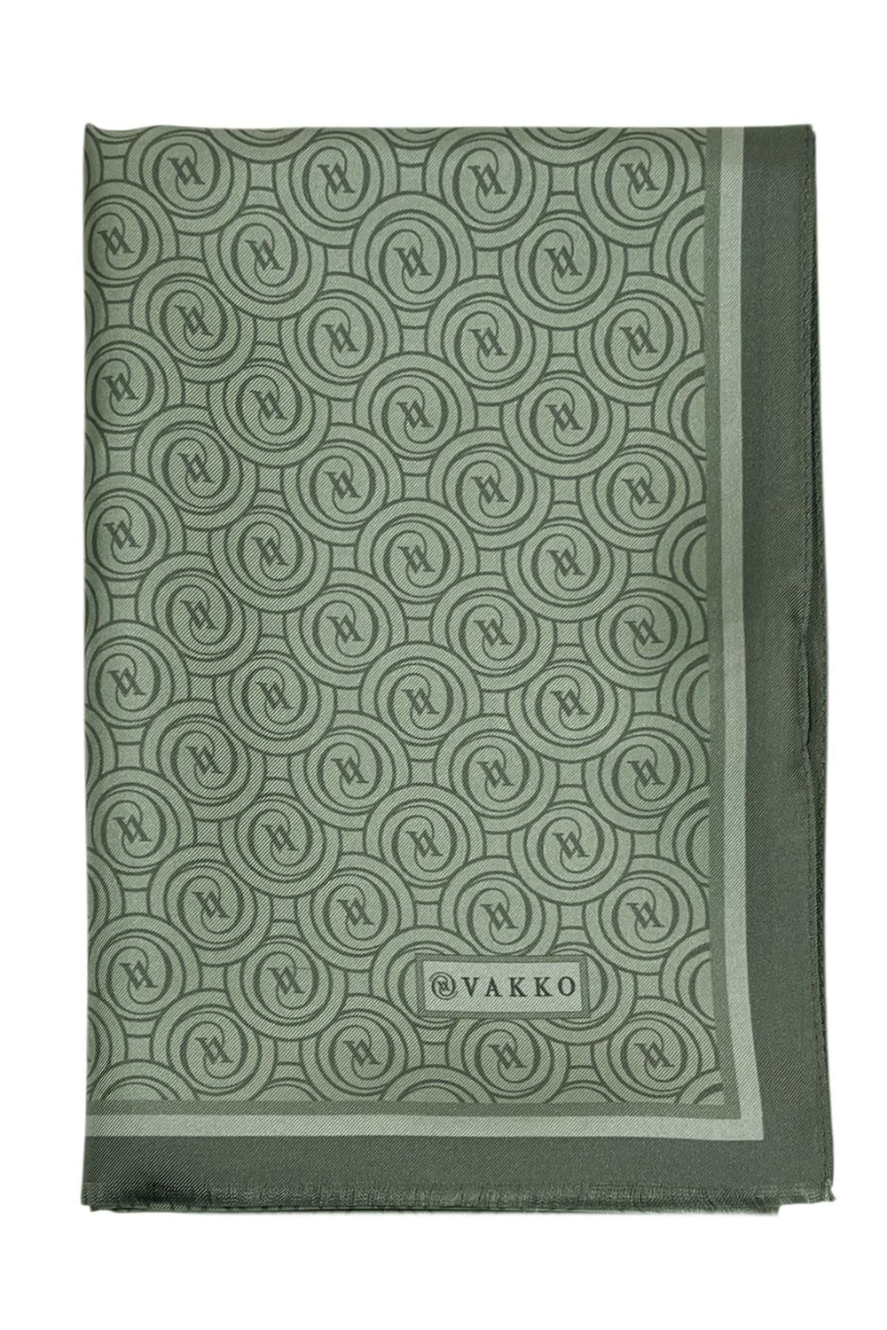 Vakko Twill İpek Şal - Helezon Monogram - Koyu Mint