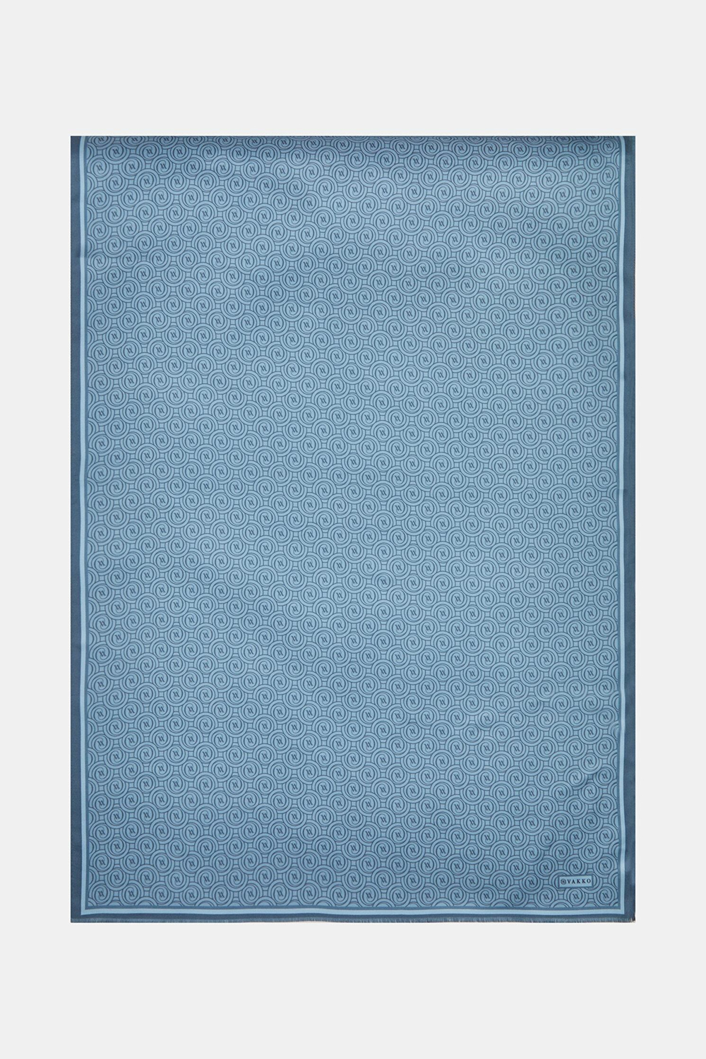 Vakko Twill İpek Şal - Helezon Monogram - Kot Mavi