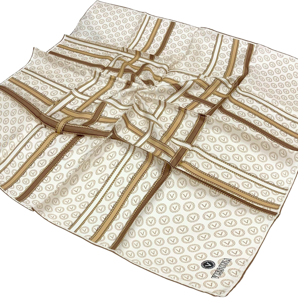 Vissona Twill İpek Eşarp - 10626 - 0003-0004 Krem Bej
