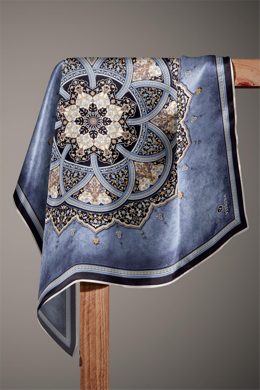 Vissona Twill İpek Eşarp - 17376 - 0031-0033 İndigo Lacivert