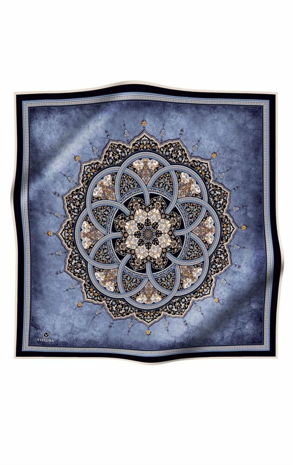 Vissona Twill İpek Eşarp - 17376 - 0031-0033 İndigo Lacivert