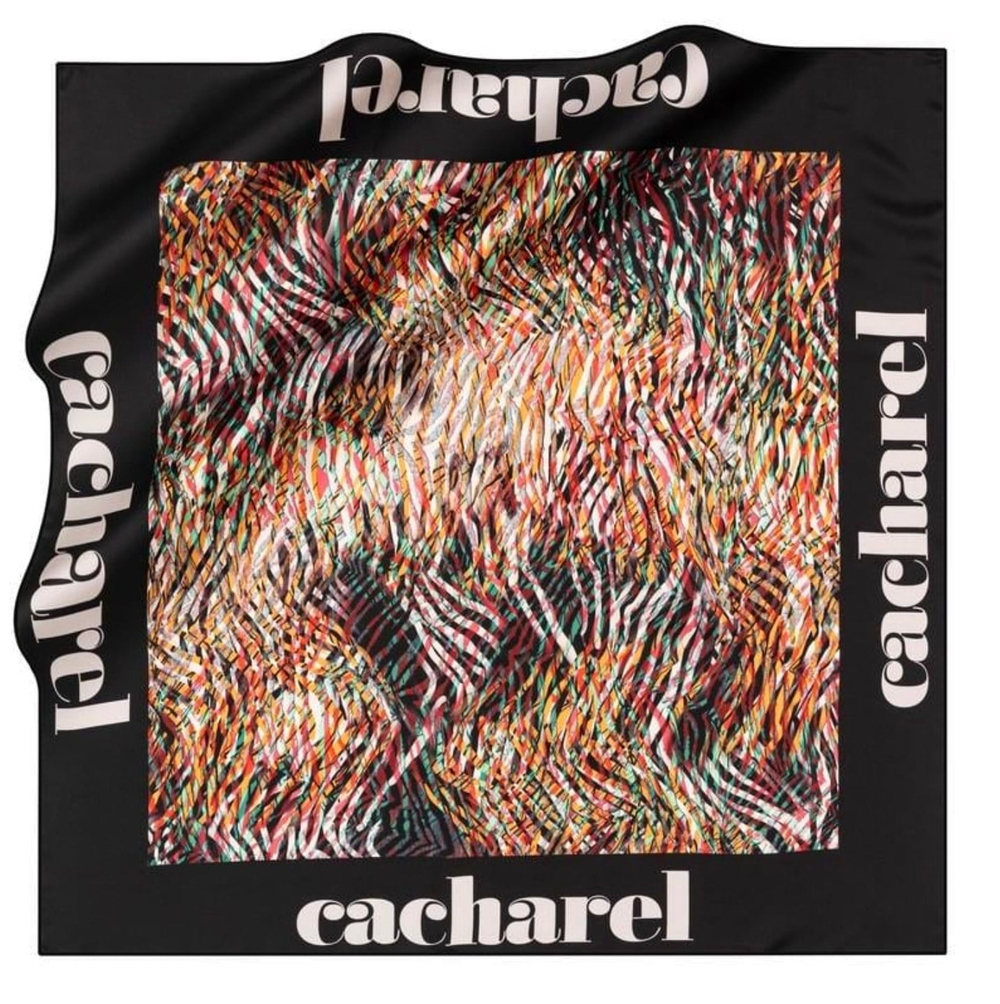 Cacharel İpek Eşarp Twill - 8628313-911 Siyah Kırmızı