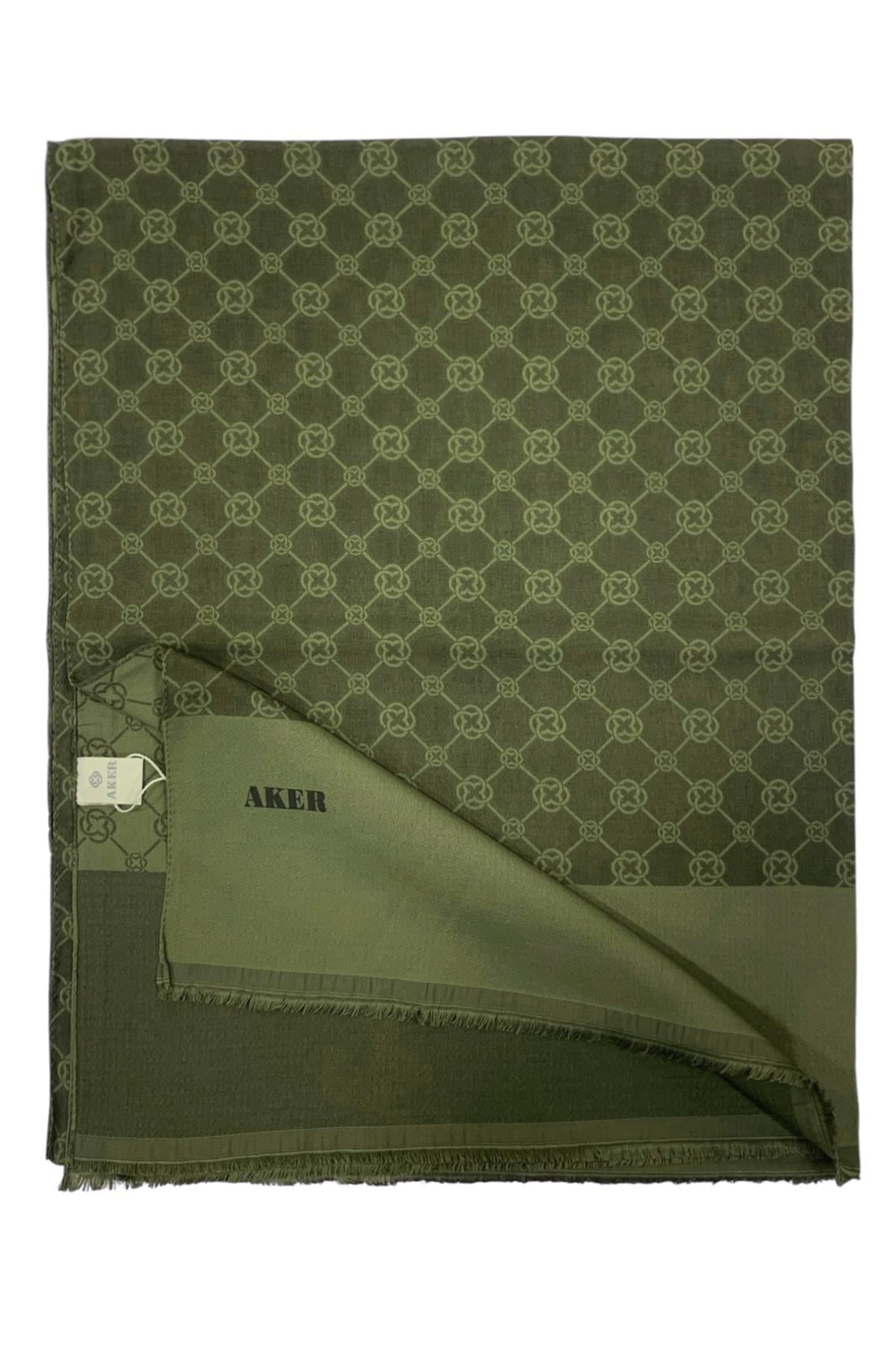 Aker Elegance Monogram Şal - Haki Yeşil 934
