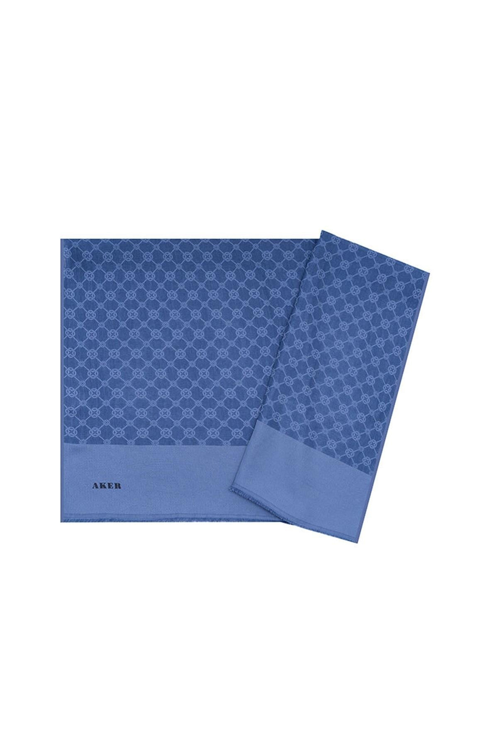 Aker Elegance Monogram Şal - Kot Mavi 922