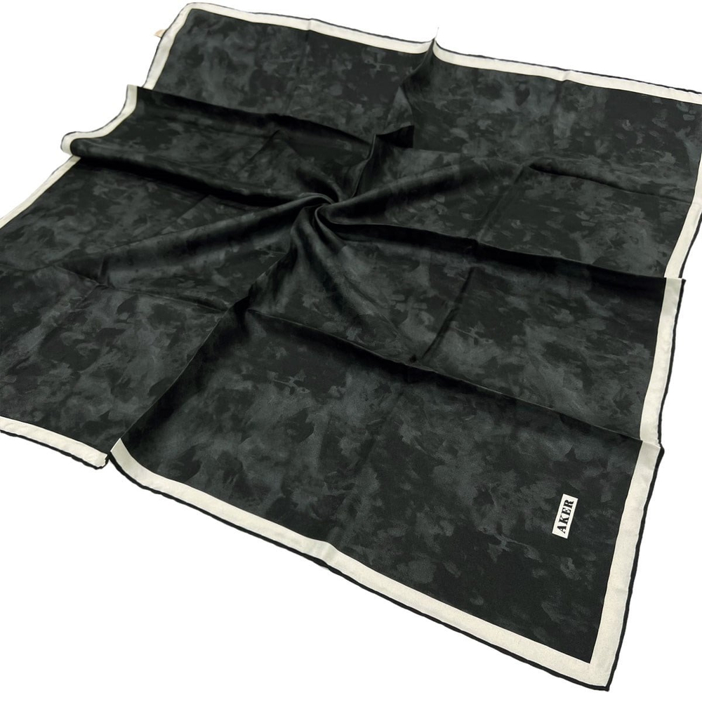 Aker İpek Eşarp - 7208713-912 Siyah Krem Twill