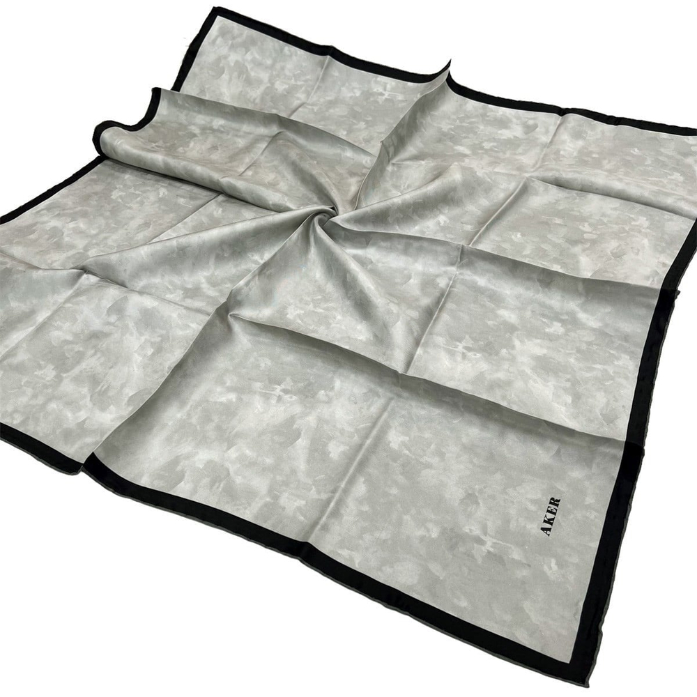 Aker İpek Eşarp - 7208713-974 Gri Siyah Twill