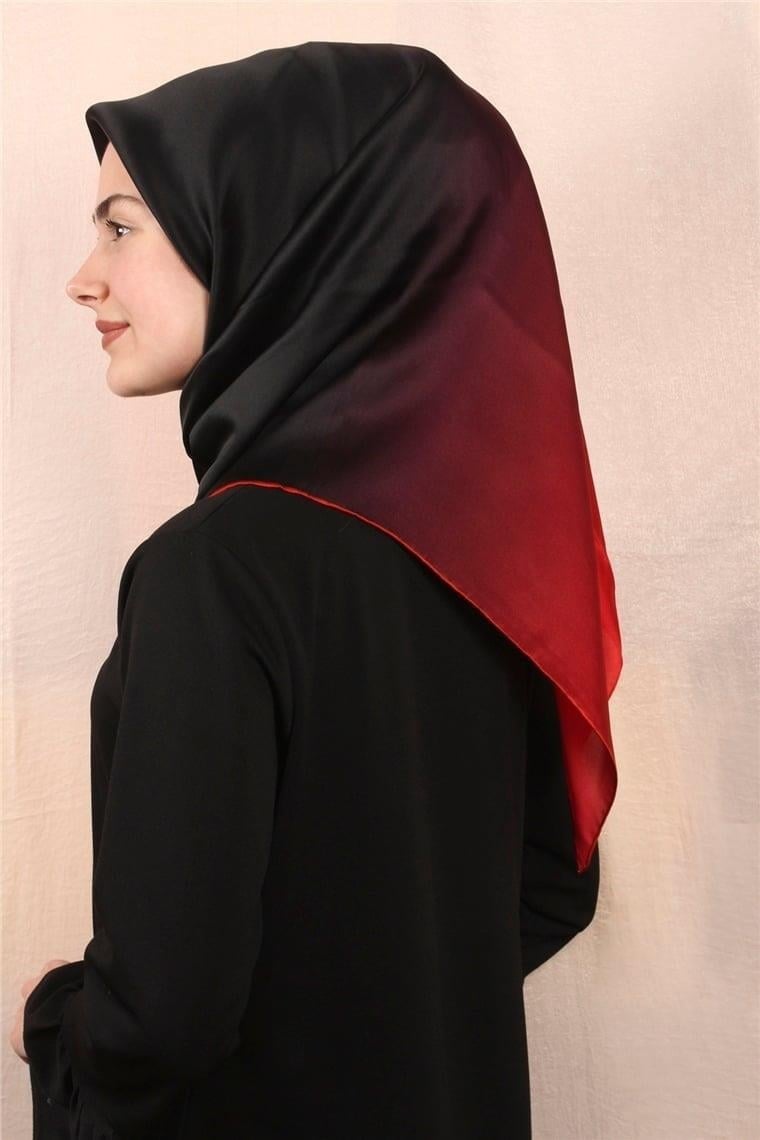 Aker İpek Eşarp - 7656410-341 Siyah Kırmızı Sura
