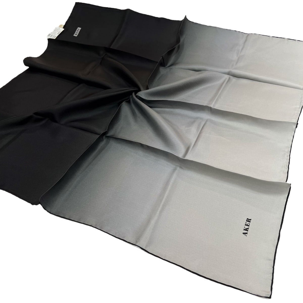Aker İpek Eşarp - 7656713-911 Siyah Gri Twill - Degrade