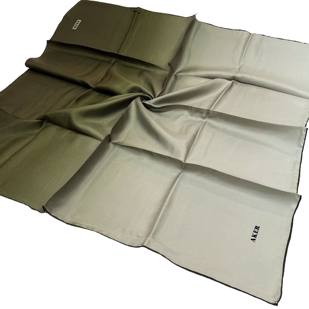 Aker İpek Eşarp - 7656713-952 Haki Twill - Degrade