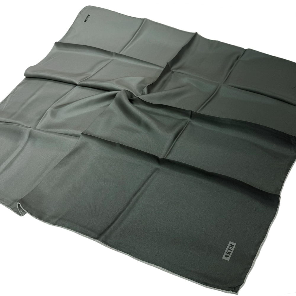 Aker İpek Eşarp - 7656713-973 Gri Antrasit Twill - Degrade