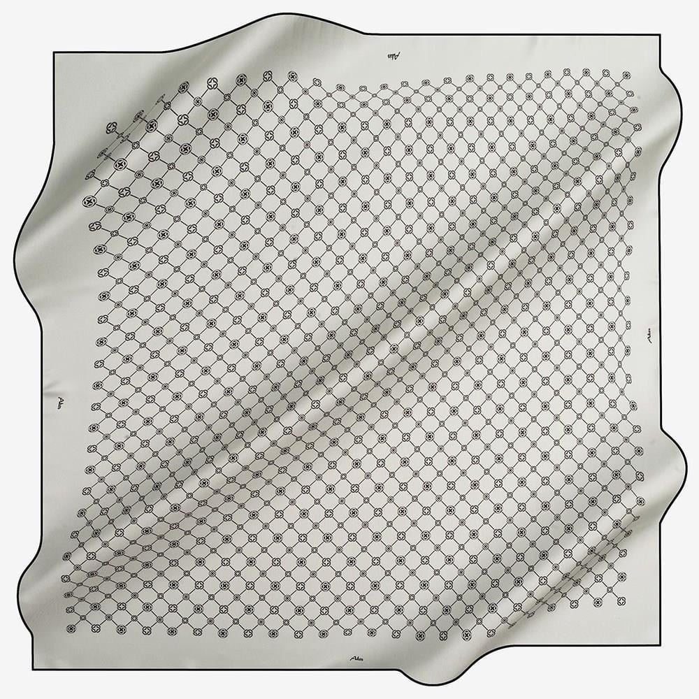Aker İpek Eşarp - 7857713-919 Gümüş Siyah Twill