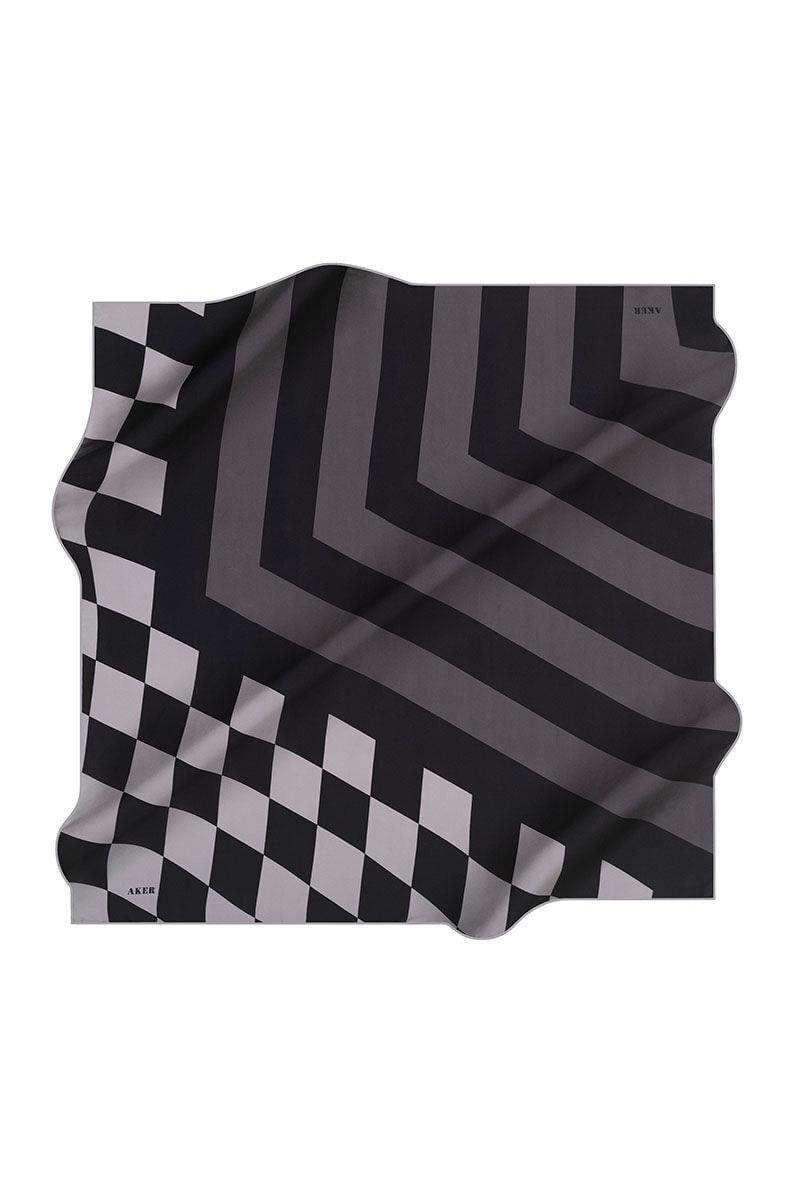 Aker İpek Eşarp - 8451713-971 Siyah Gri Twill