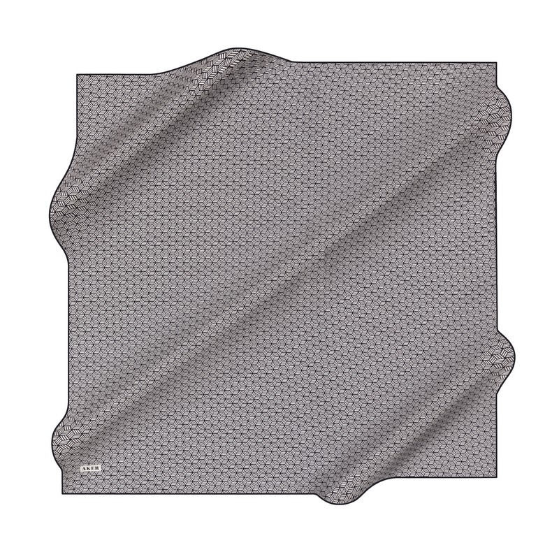 Aker İpek Eşarp - 8911713-921 Gümüş Siyah Twill
