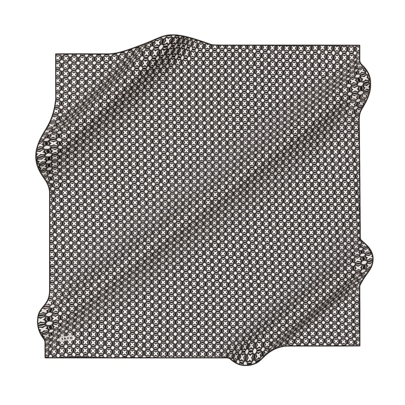 Aker İpek Eşarp - 8921713-912 Beyaz Siyah Twill