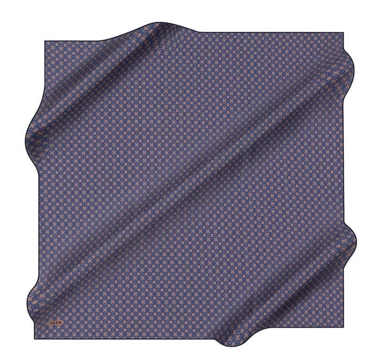 Aker İpek Eşarp - 8921713-921 Mavi Kahve Twill