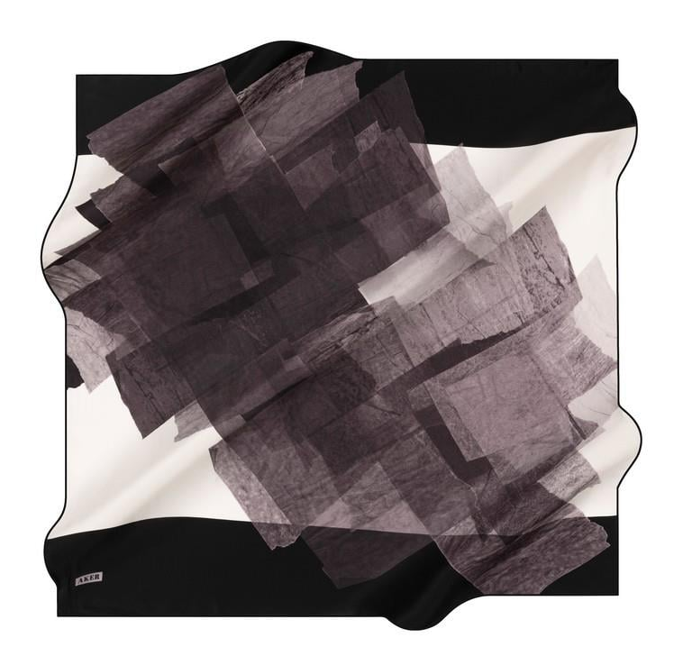 Aker İpek Eşarp - 8923713-911 Siyah Gri Twill