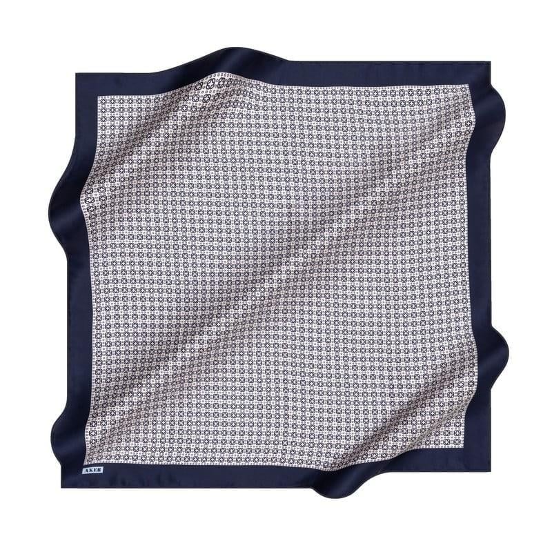 Aker İpek Eşarp - 8963713-921 Lacivert Ekru Twill