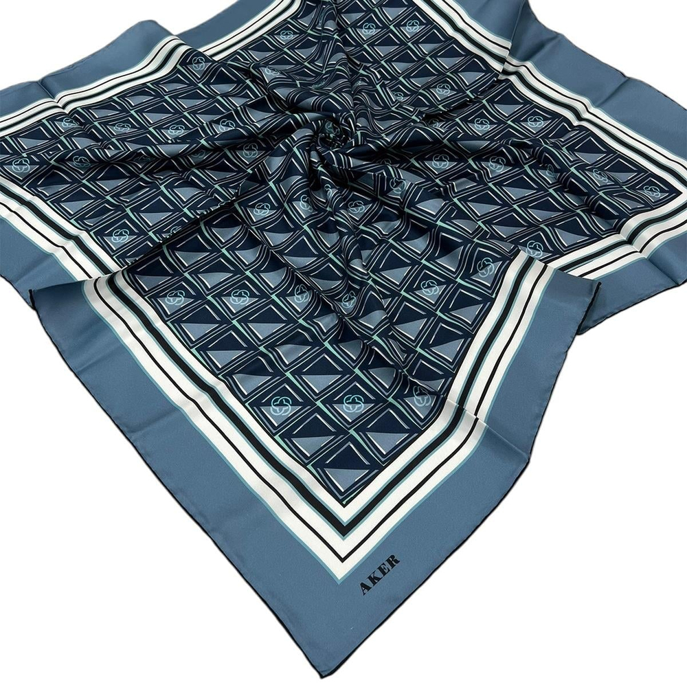 Aker İpek Eşarp - 8968713-913 Metalik Mavi Twill