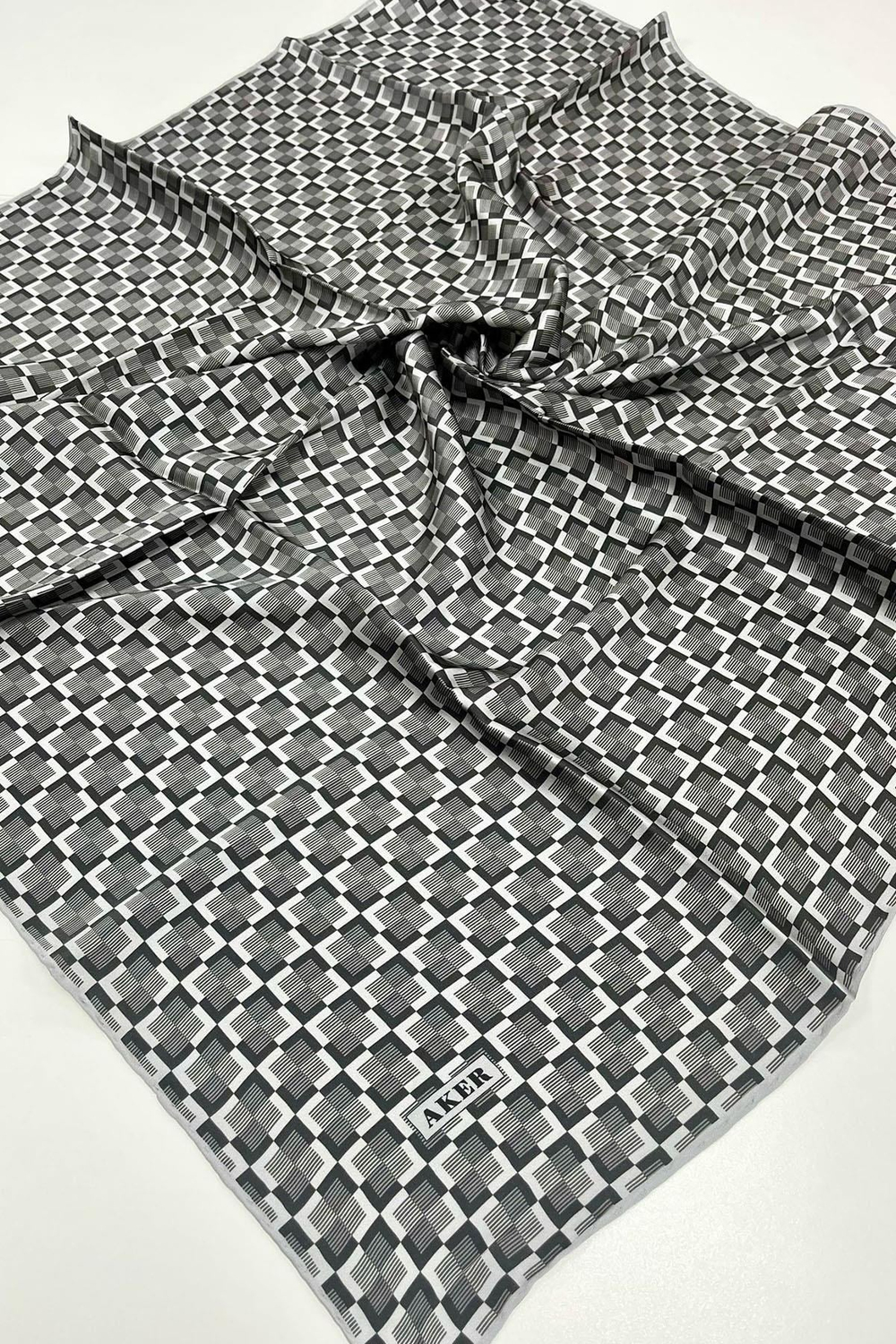 Aker İpek Eşarp - 8975713-971 Gri Twill