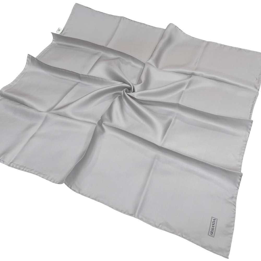 Armanda Düz İpek Eşarp Twill - Gri