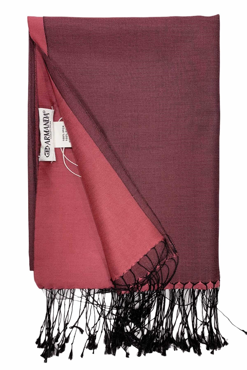 Armanda İpek Şal - Mat Pembe Siyah