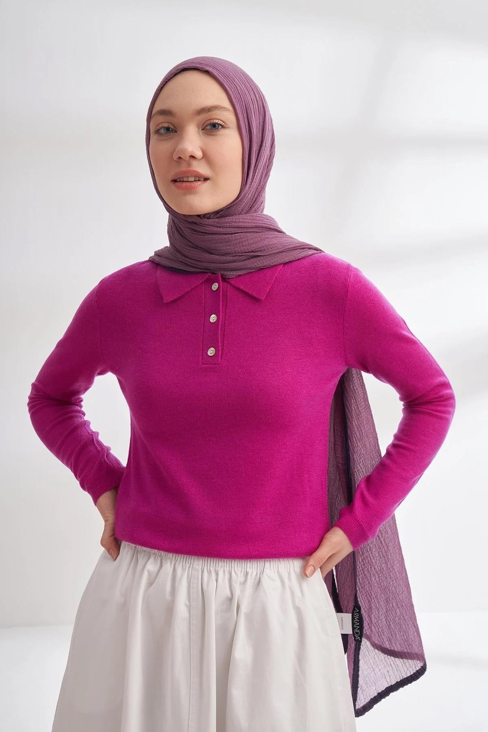 Armanda Müslin Biyeli Şal - Leylak