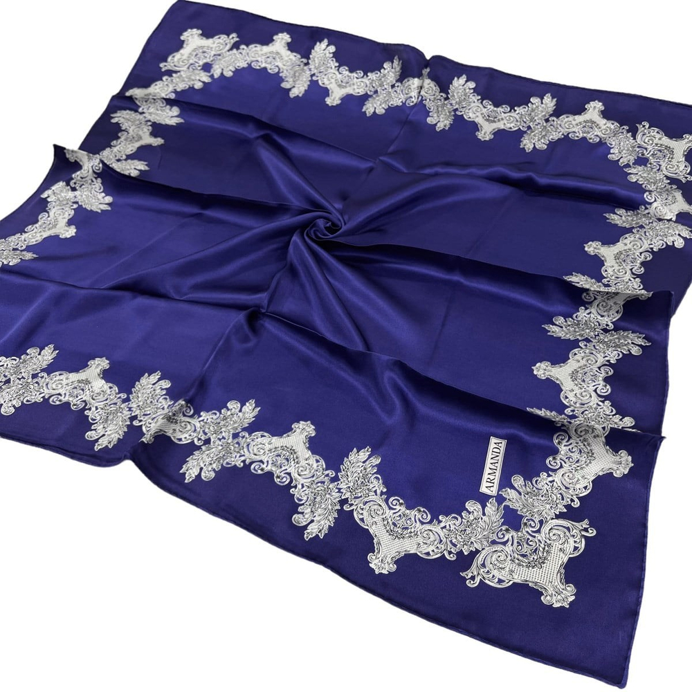 Armanda Varaklı İpek Eşarp - Barok - Saks