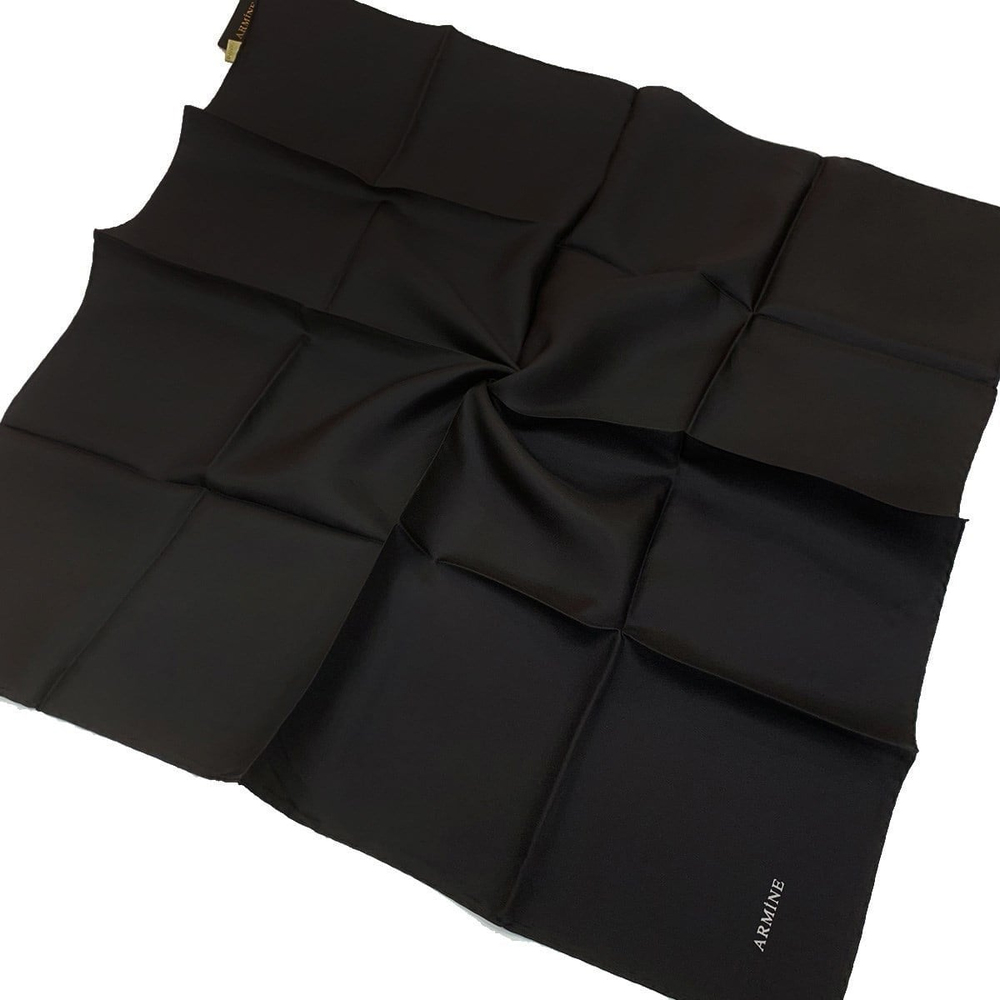 Armine Düz İpek Eşarp - 1001 Siyah Twill