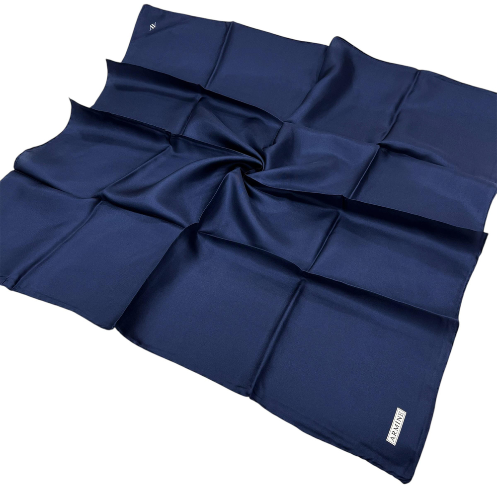 Armine Düz İpek Eşarp - 501 Lacivert Twill