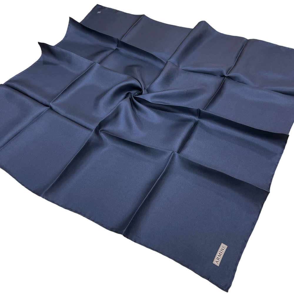 Armine Düz İpek Eşarp - 653 Mat Lacivert Twill