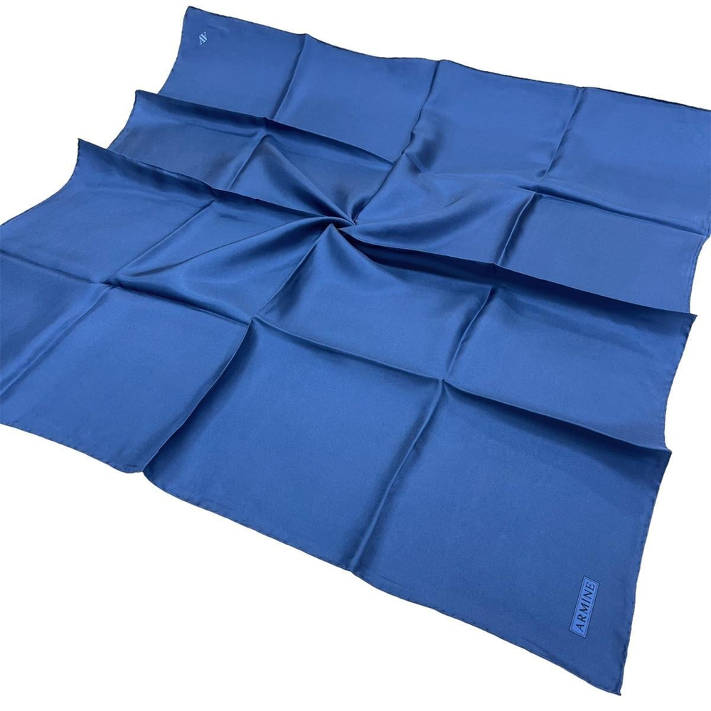 Armine Düz İpek Eşarp - 66 Kot Mavi Twill