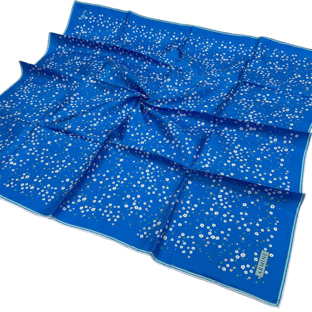 Armine İpek Eşarp 2023 Yaz 8900-10 Saks Mavi Twill