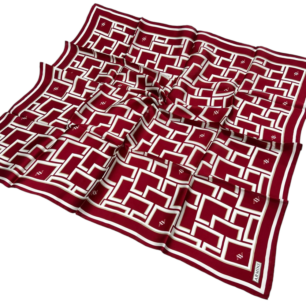 Armine İpek Eşarp 2024 Yaz - 9132-11 Bordo Sura