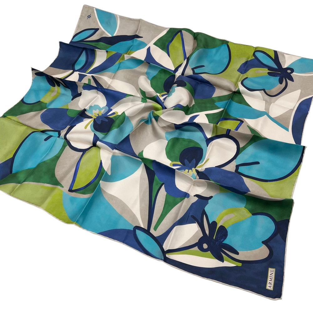 Armine İpek Eşarp 2025 Kış - 9200-02 Mavi Twill