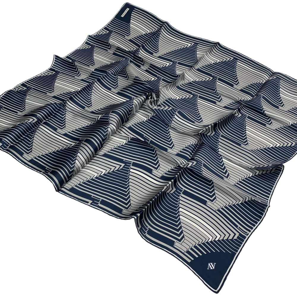Armine İpek Eşarp 2025 Kış - 9218-03 Lacivert Gri Twill