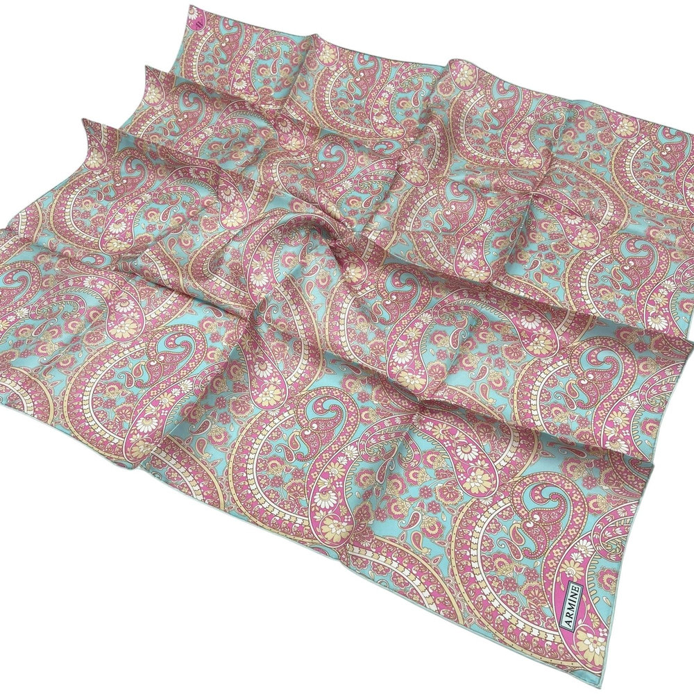 Armine İpek Eşarp 2025 Yaz - 9304-31 Mavi Fuşya Twill