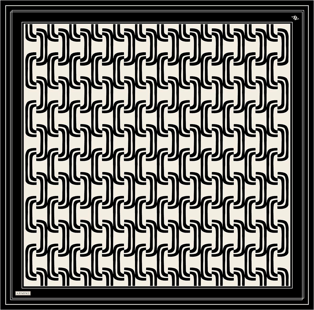 Armine İpek Eşarp 2025 Yaz - 9343-09 Siyah Krem Twill
