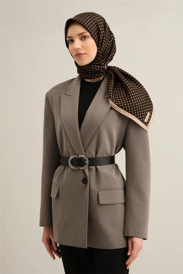 Armine İpek Eşarp 2025 Yaz - 9345-58 Acı Kahve Twill
