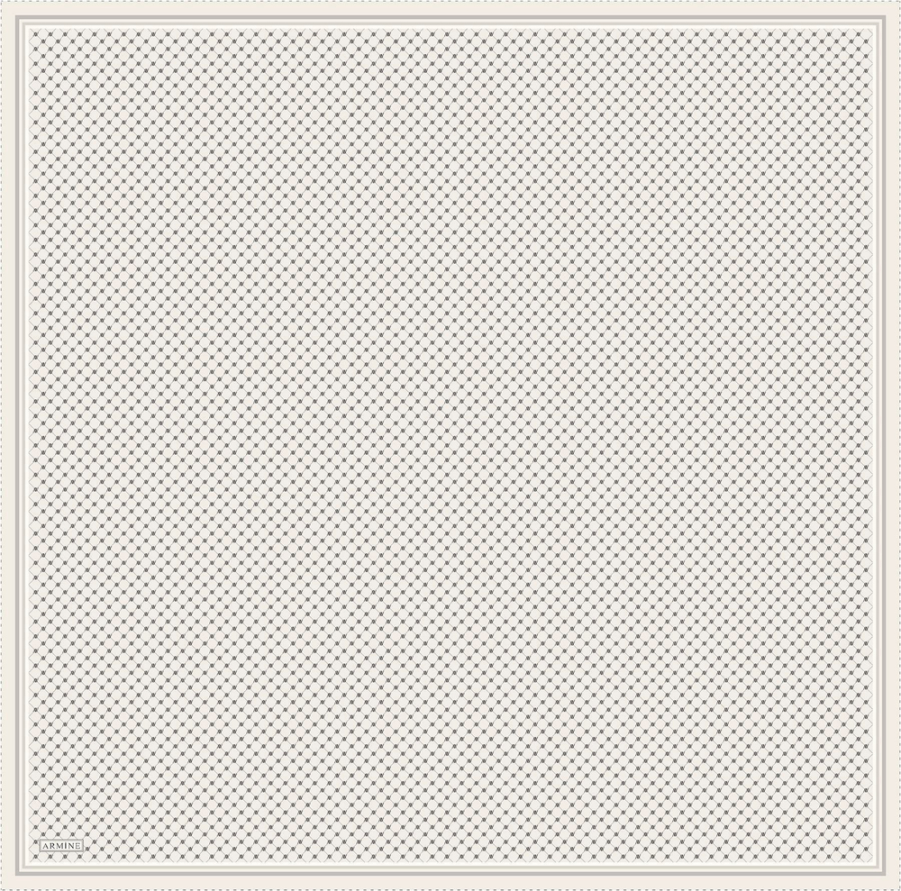 Armine İpek Eşarp 2025 Yaz - 9345-87 Krem Siyah Twill