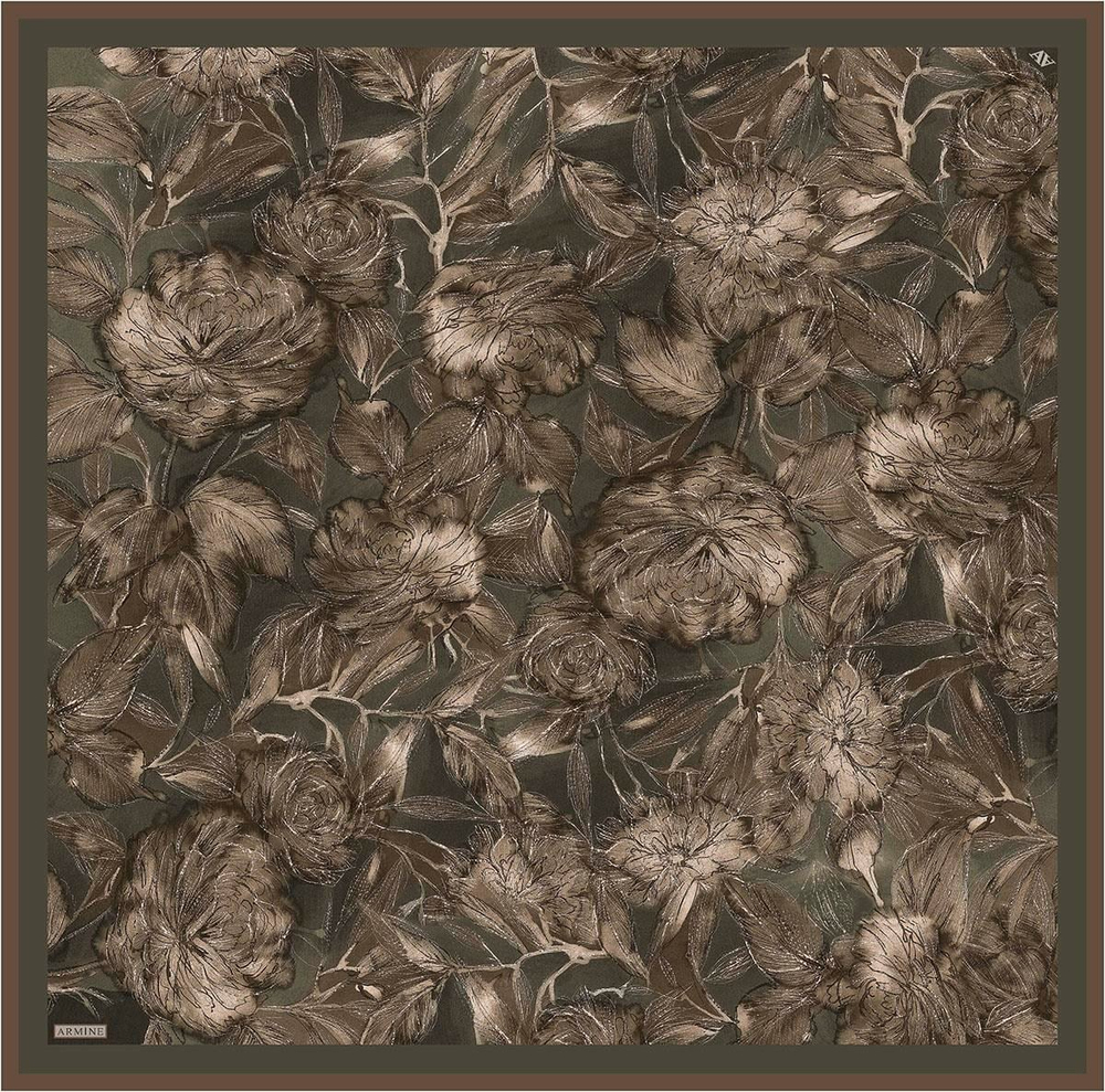 Armine İpek Eşarp 2026 Kış - 9409-84 Koyu Haki Twill