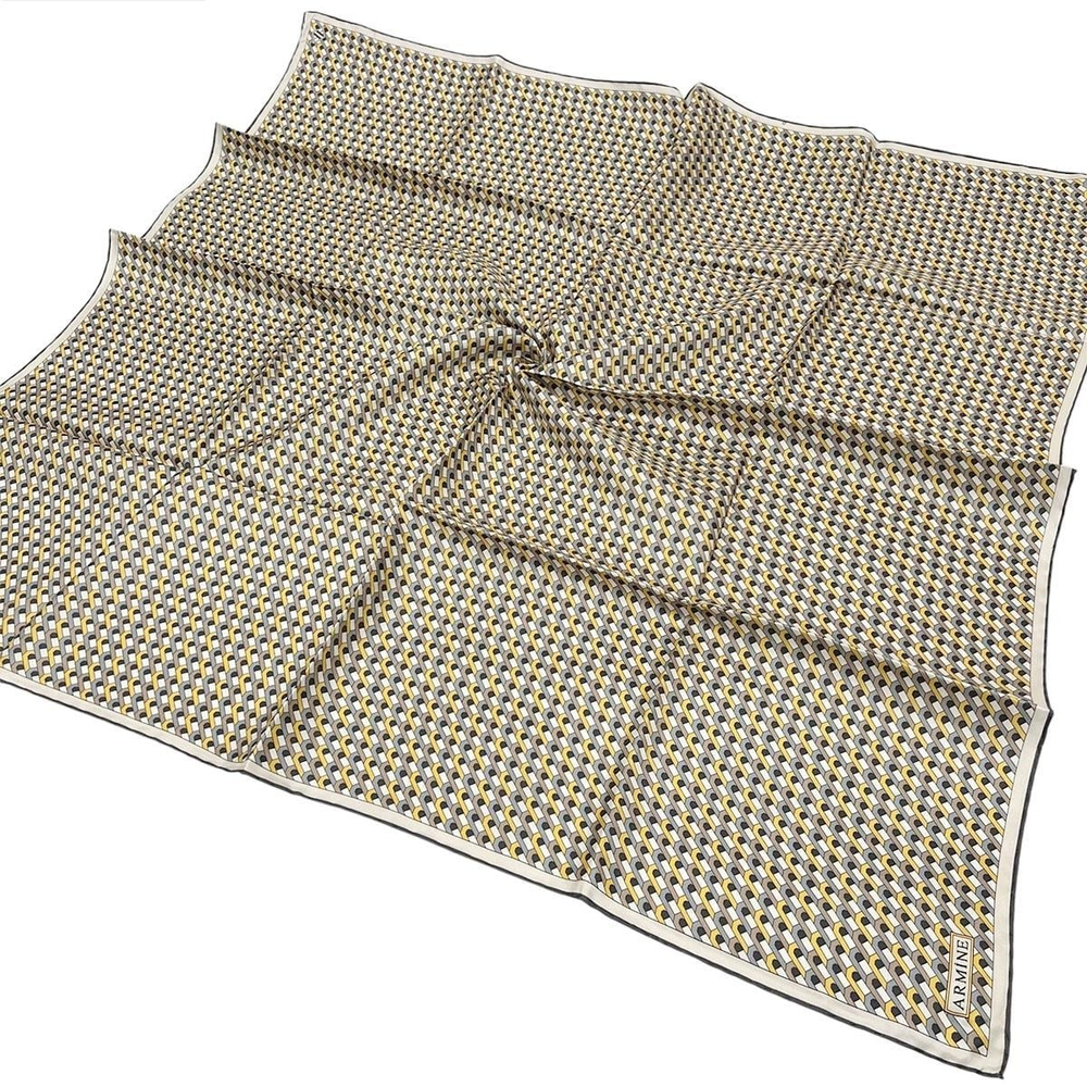 Armine İpek Eşarp 2026 Kış - 9417-31 Gri Füme Sarı Twill