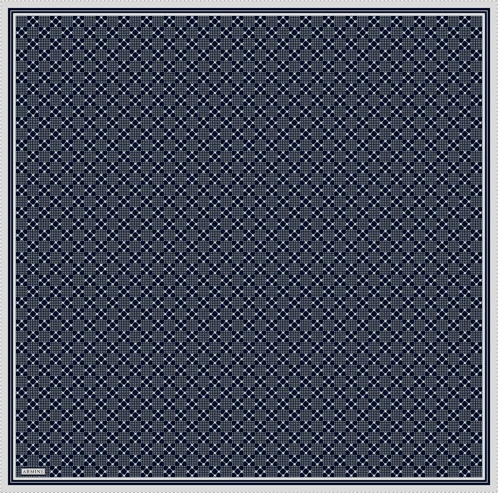 Armine İpek Eşarp 2026 Kış - 9440-53 Lacivert Gri Twill