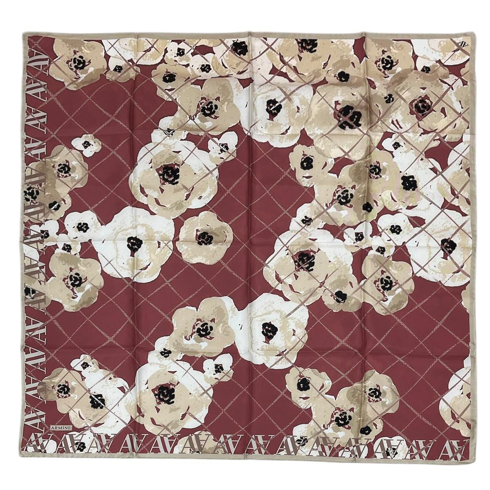 Armine İpek Eşarp Nostalji - 8144-11 Bordo Ekru Twill