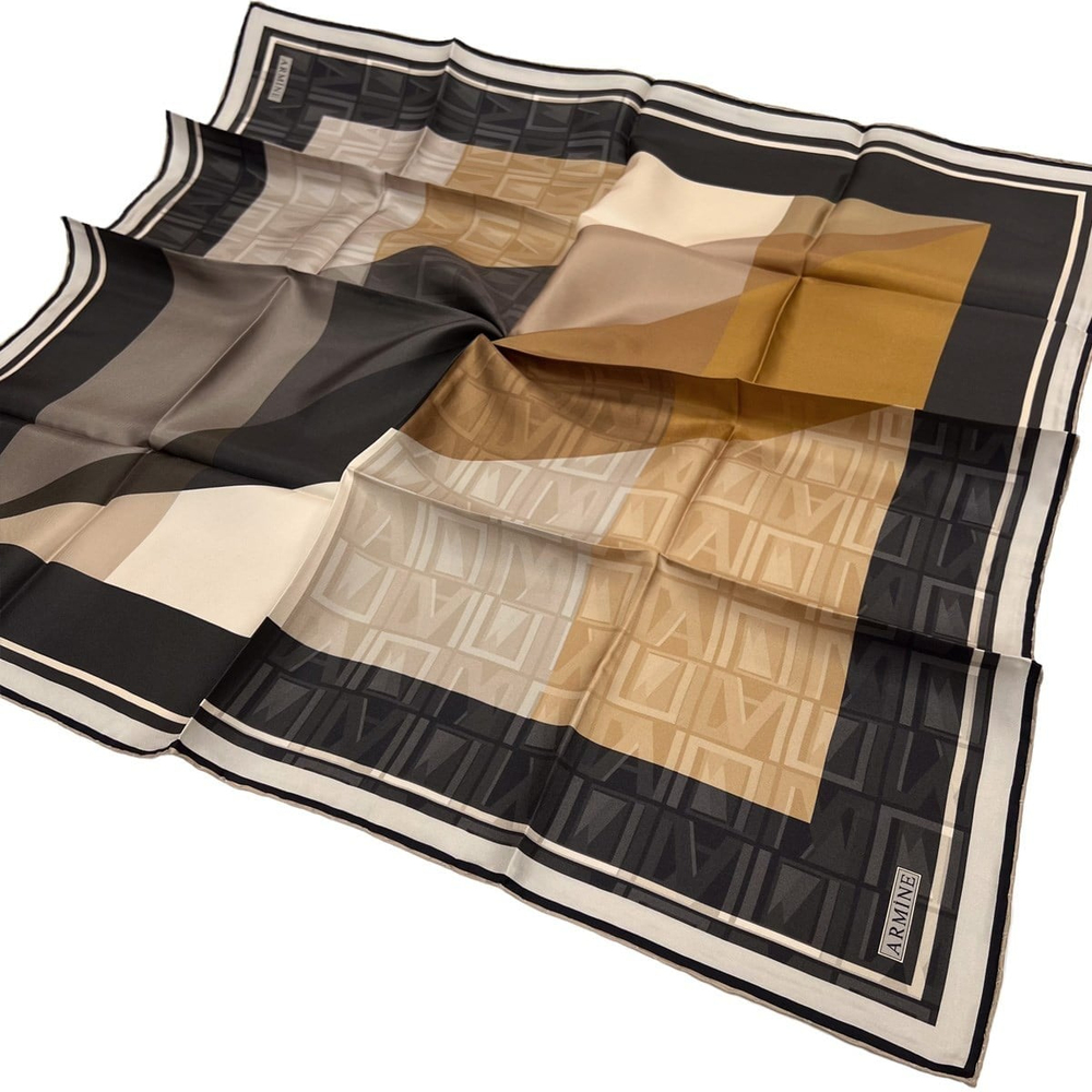 Armine İpek Eşarp Nostalji - 8516-04 Siyah Camel Twill