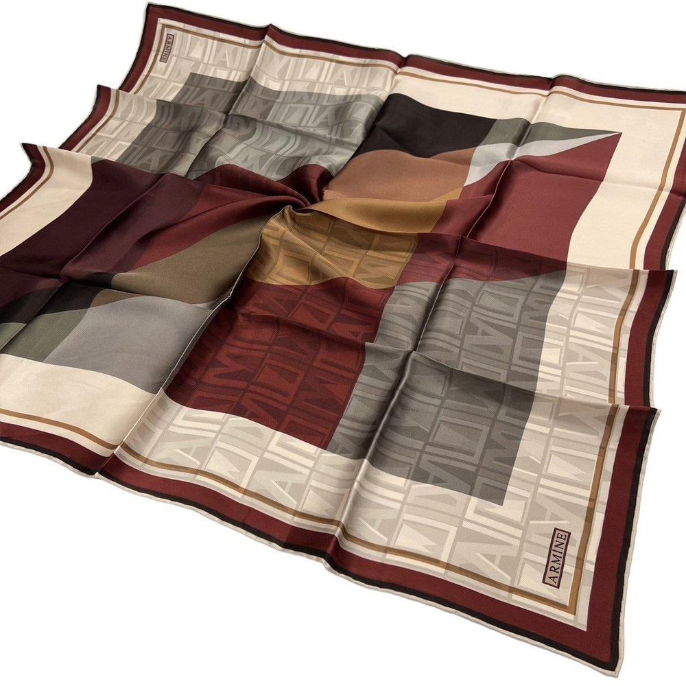 Armine İpek Eşarp Nostalji - 8516-33 Bordo Siyah Twill