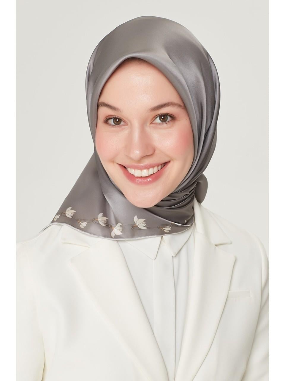 Armine İpek Eşarp Nostalji - 8553-89 Gri Sura
