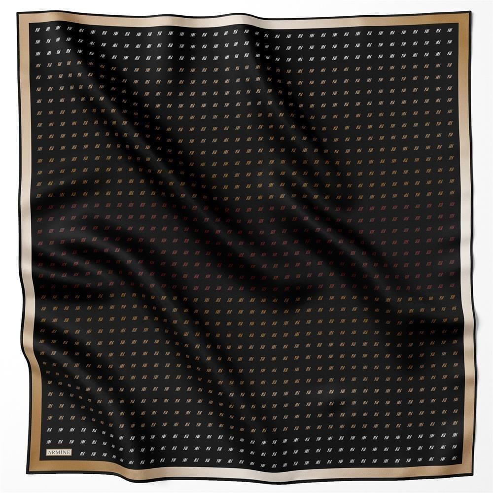 Armine İpek Eşarp Nostalji - 8936-02 Siyah Kahve Twill