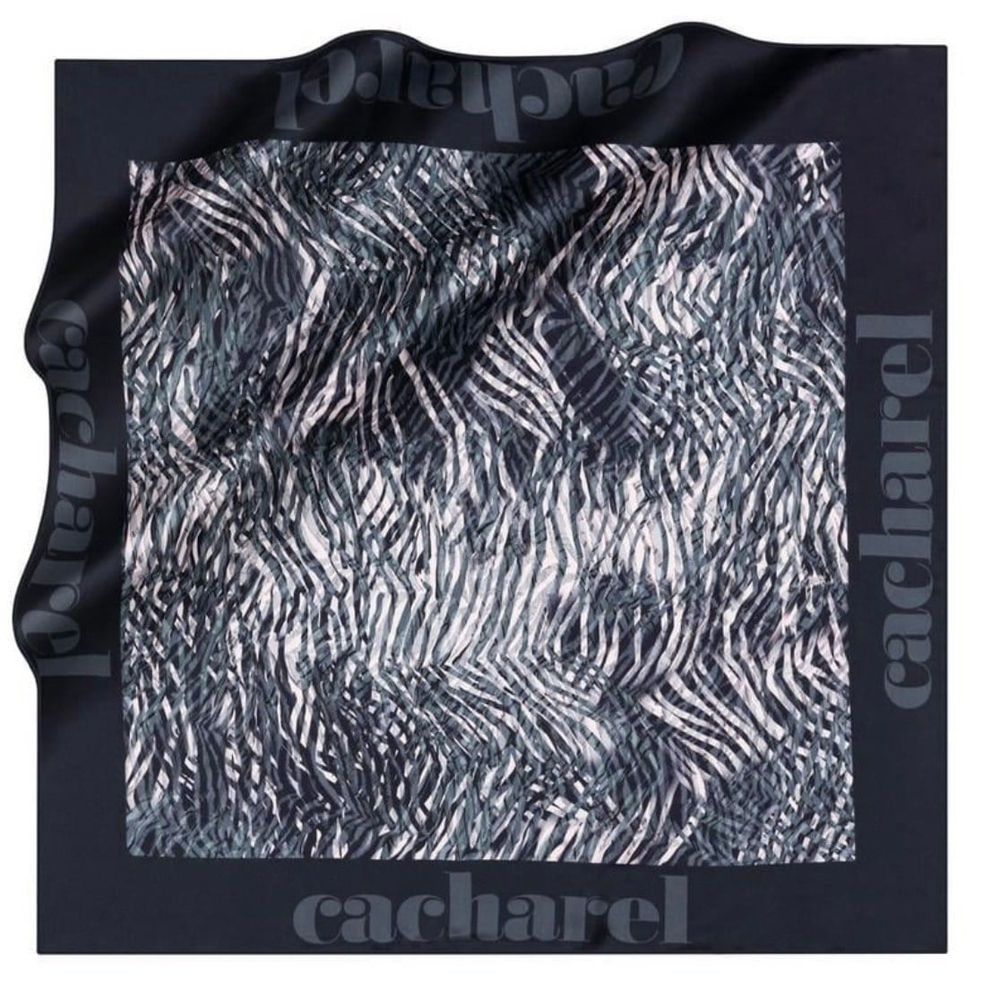 Cacharel İpek Eşarp Twill - 8628313-922 Lacivert Beyaz