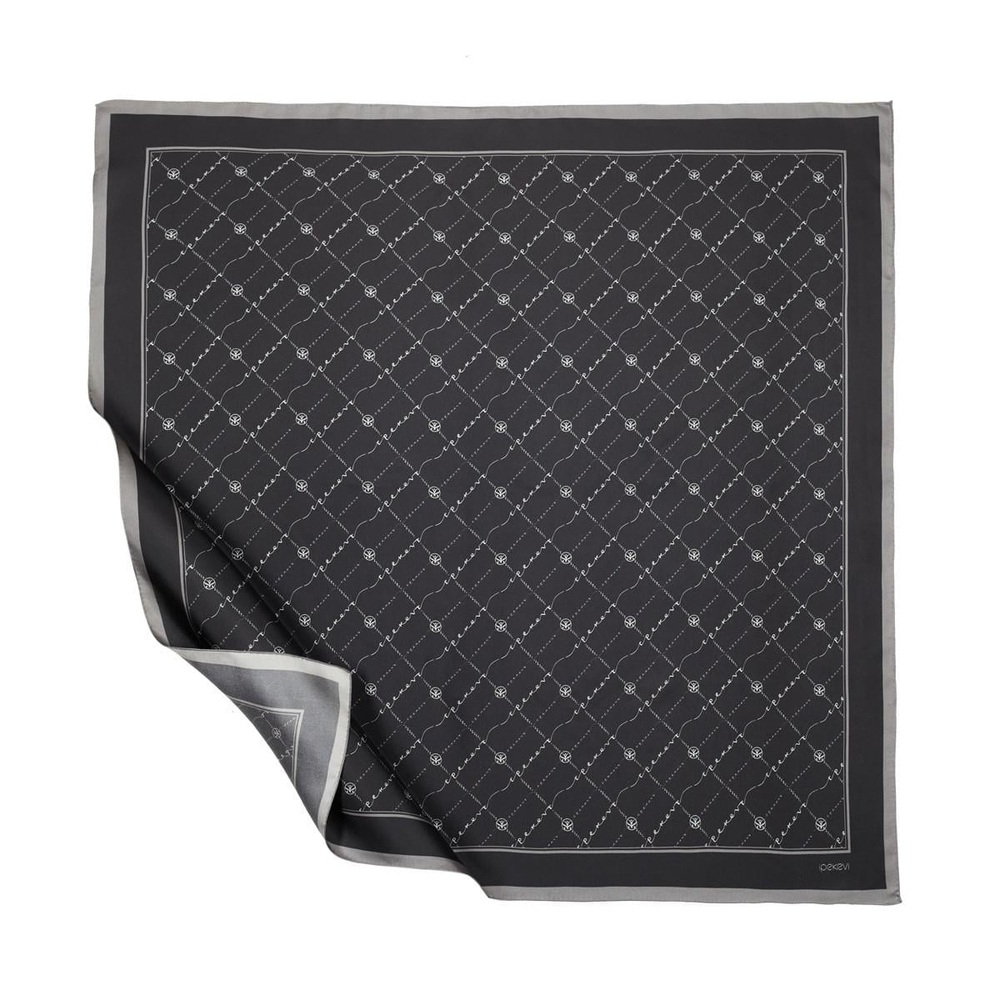 İpekevi Twill İpek Eşarp - Monogram - Siyah Gümüş